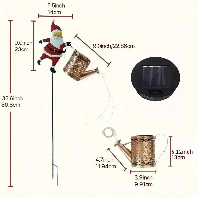 Solar Santa Watering Can Light