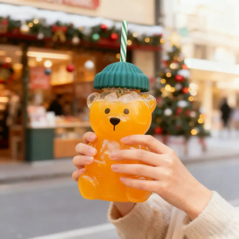 Bear Glass Straw Cup