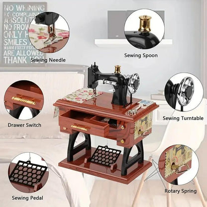 Vintage Sewing Machine Music Box