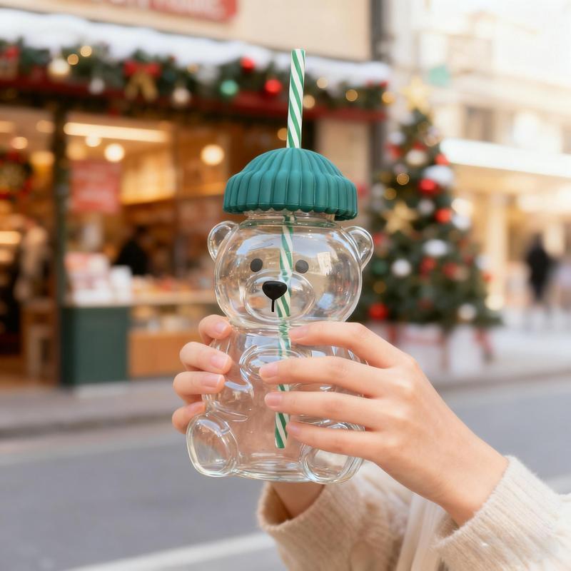 Bear Glass Straw Cup