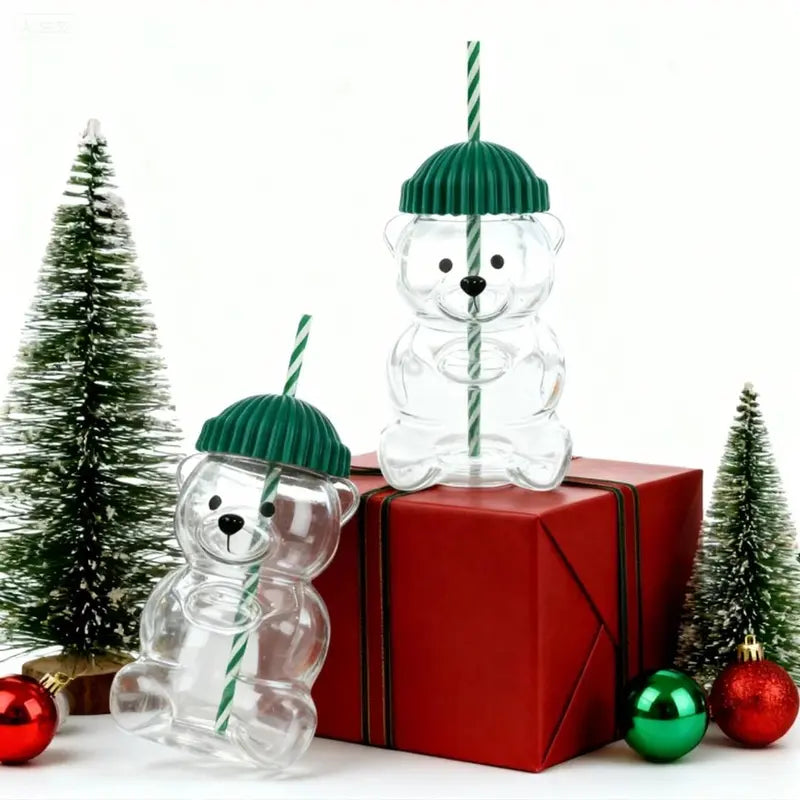 Bear Glass Straw Cup