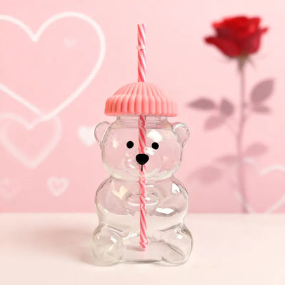 Bear Glass Straw Cup