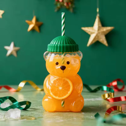 Bear Glass Straw Cup